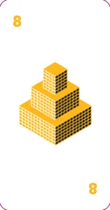 Yellow 8 card from the Mayor card game
