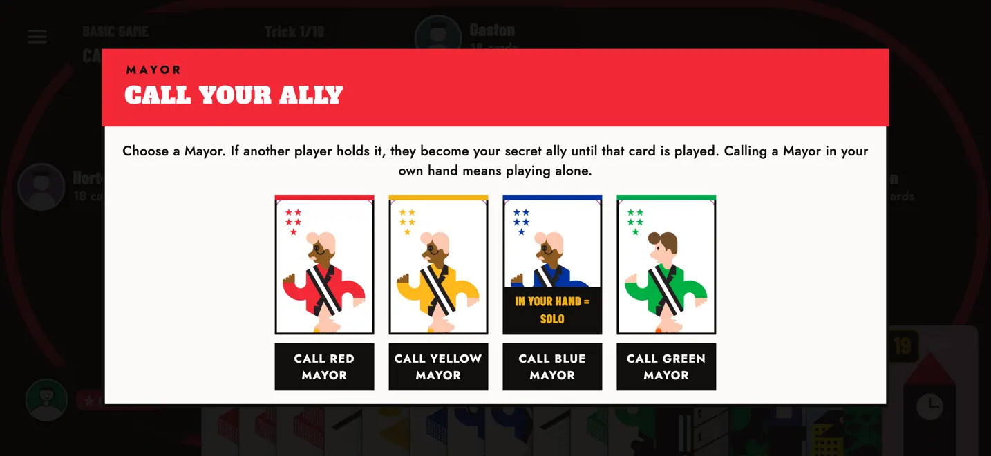Calling the Mayor: pick your ally's colour.